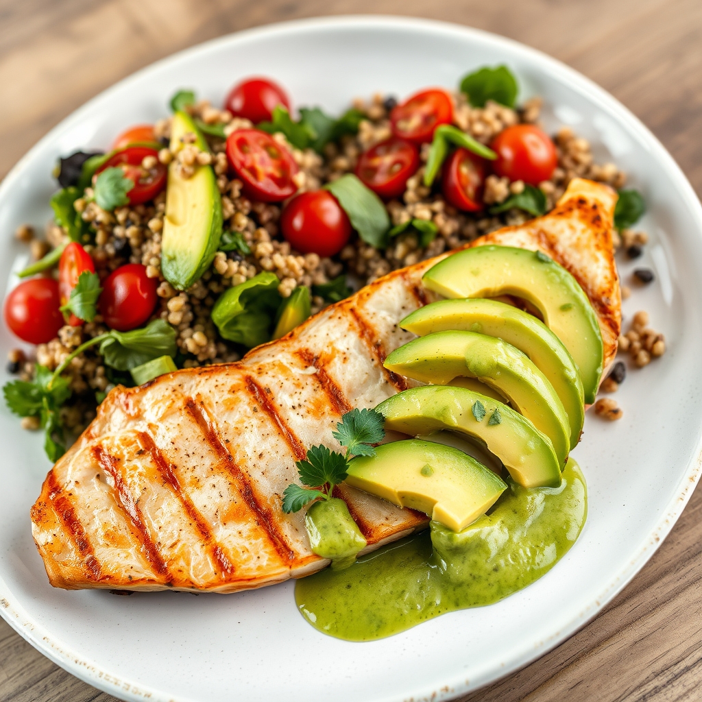 media-1-22 Lachsfilet mit Quinoa-Salat und Avocado-Dressing