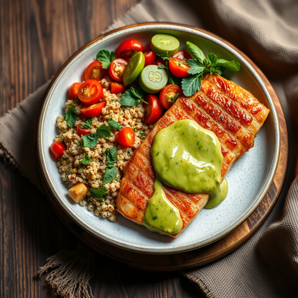 media-1-23 Lachsfilet mit Quinoa-Salat und Avocado-Dressing