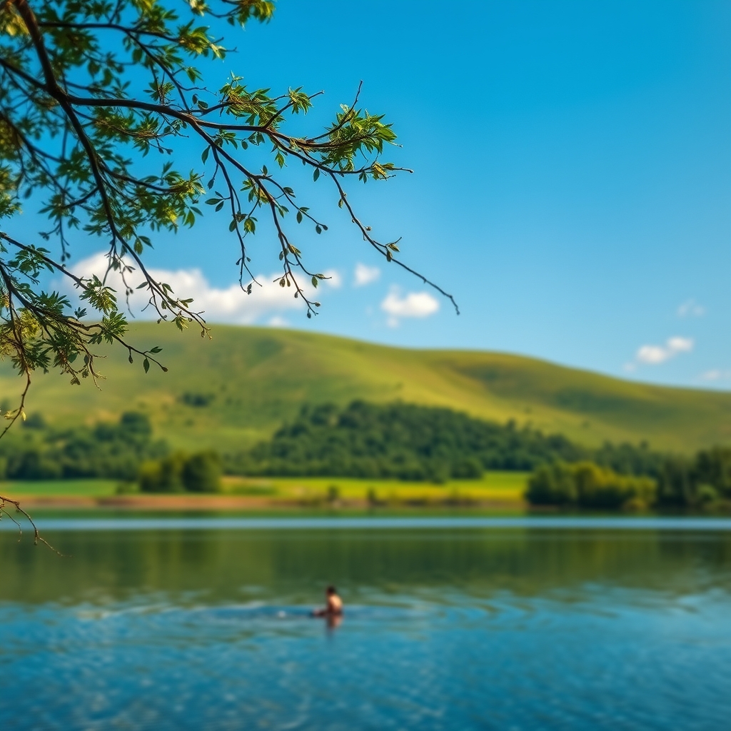 Eine deutsche Landschaft mit Bergen und einem See