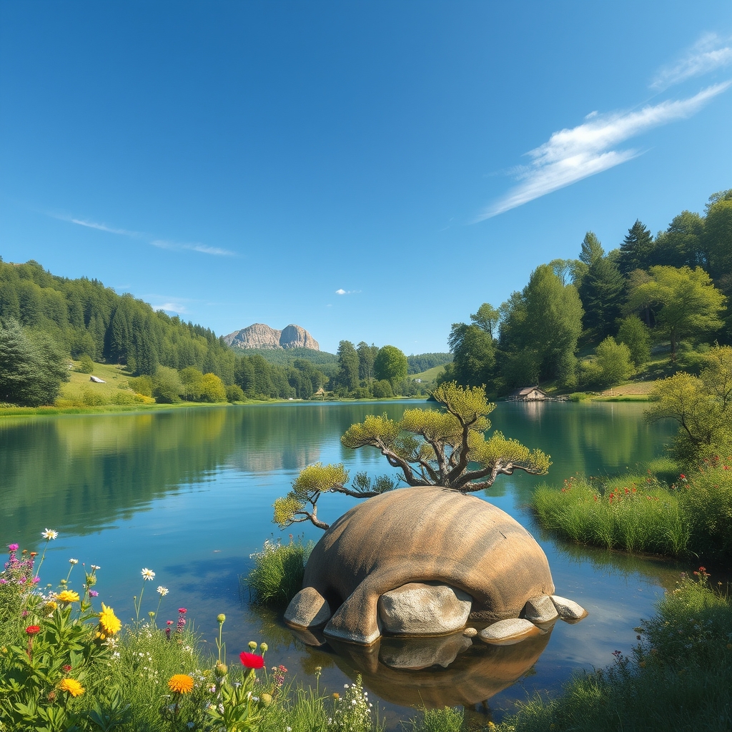 Eine deutsche Landschaft mit Bergen und einem See