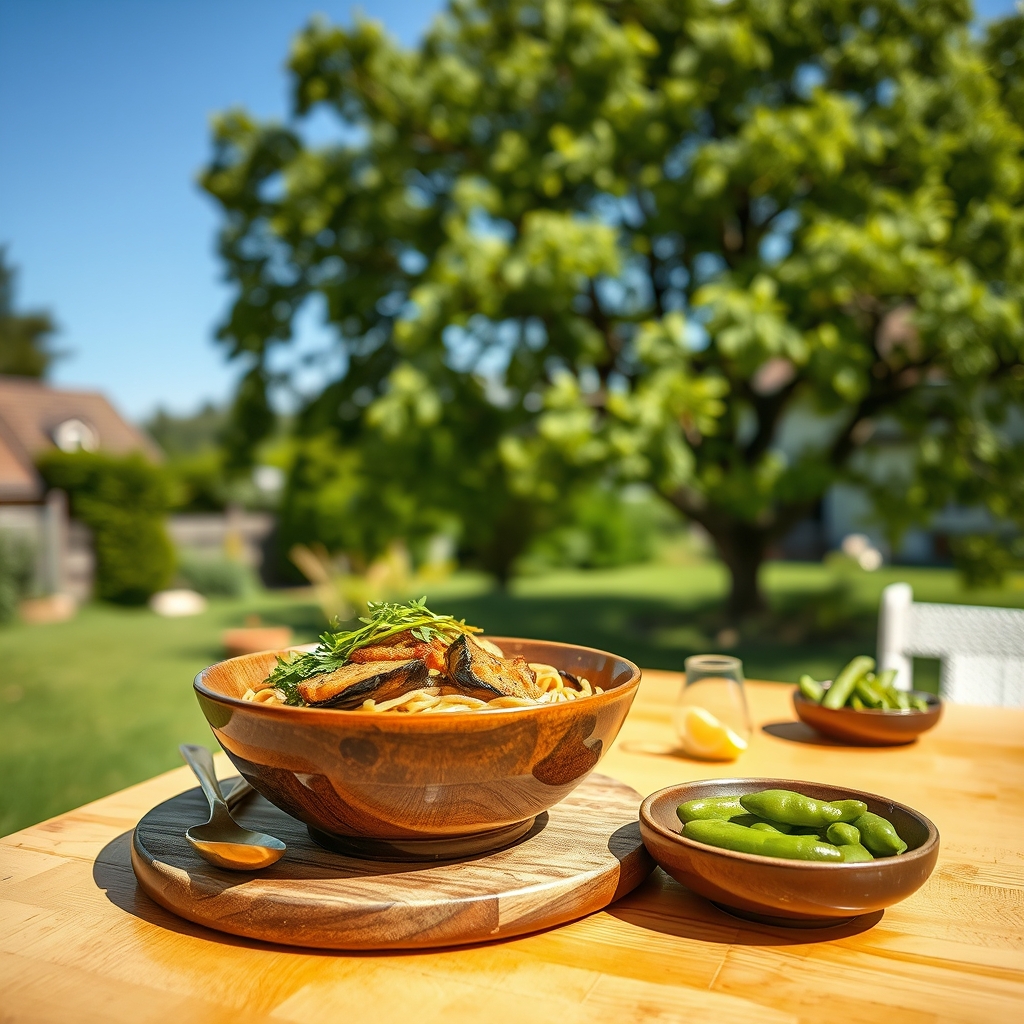 media-1-446 Vegane Ramen mit geschmorter Miso Aubergine und Reisnudeln