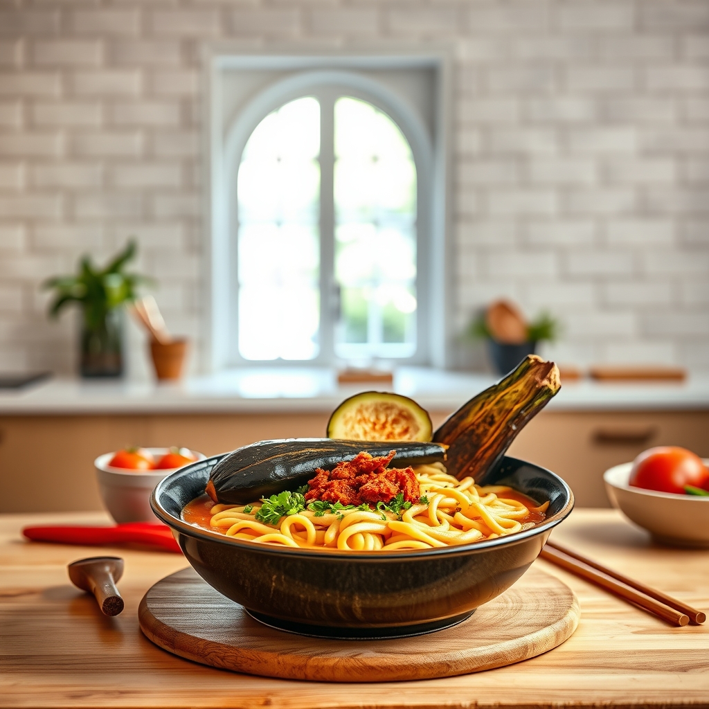 media-1-494 Japanische Power-Edition: Vegane Ramen mit fermentiertem Miso-Broth und gegrilltem Nasu-Dengaku