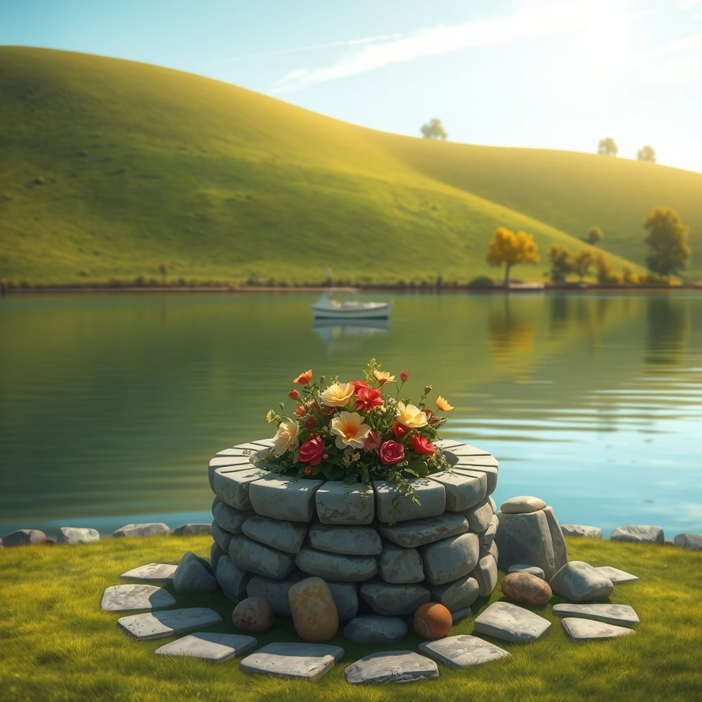 Eine deutsche Landschaft mit Bergen und einem See