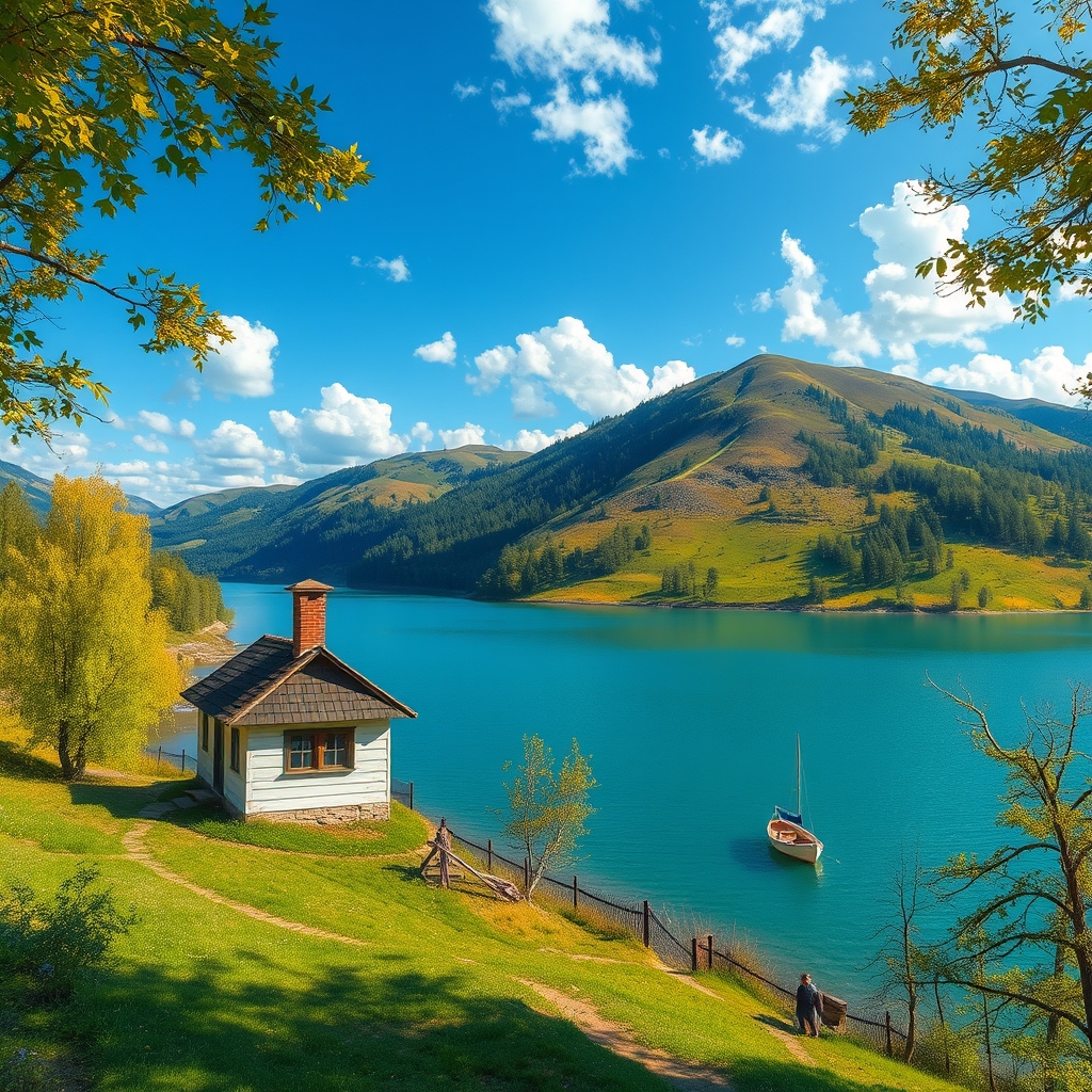 Eine deutsche Landschaft mit Bergen und einem See