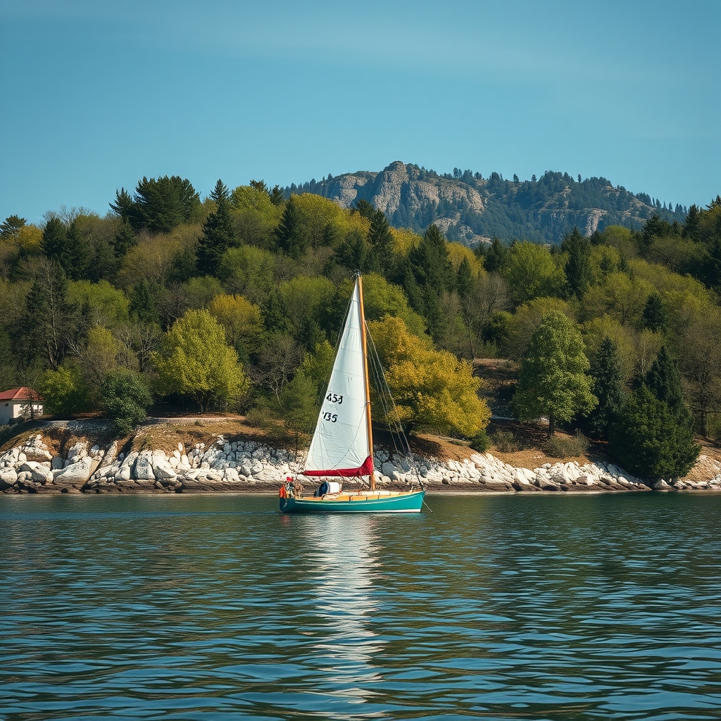 Eine deutsche Landschaft mit Bergen und einem See