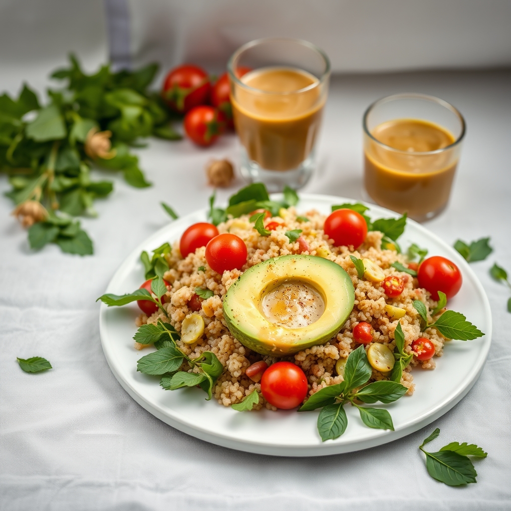 media-1-1104 Peruanischer Quinoa-Superfood-Salat mit Avocado und physalishollandischem Dressing