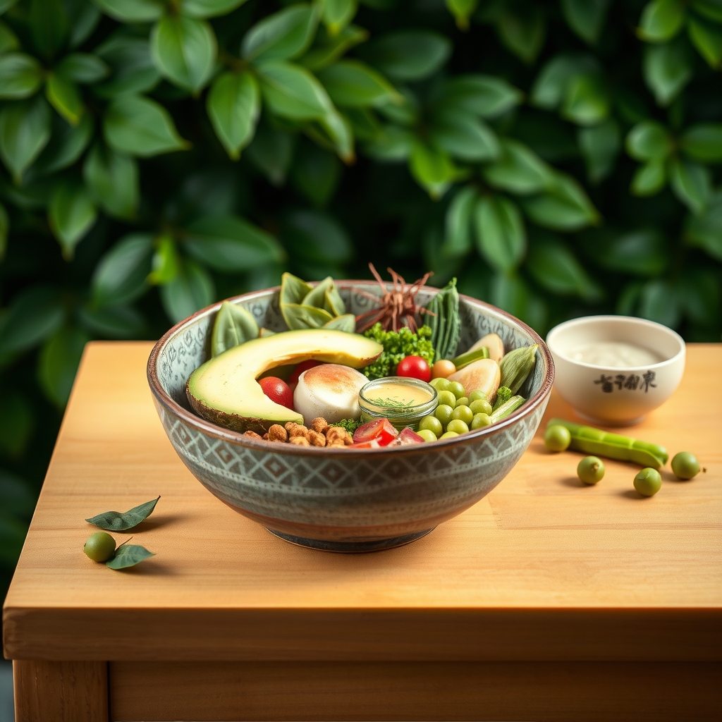media-1-1239 Japanische Superfood-Bowl mit fermentierten Miso-Kinwasalat und matcha-Edamame-Dip