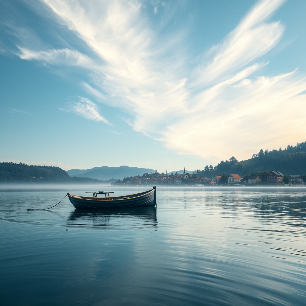 Eine deutsche Landschaft mit Bergen und einem See
