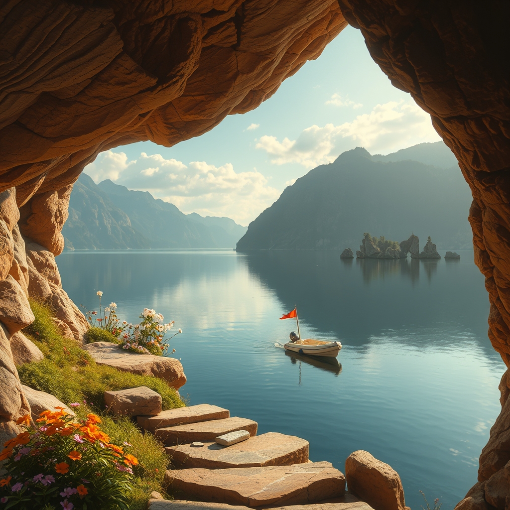 Eine deutsche Landschaft mit Bergen und einem See