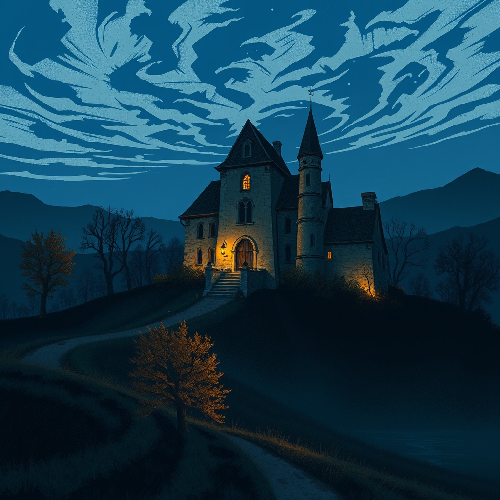 Ein Bild von einer grünen Wiese mit Bergen im Hintergrund