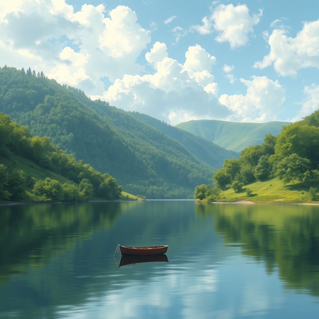 Eine deutsche Landschaft mit Bergen und einem See