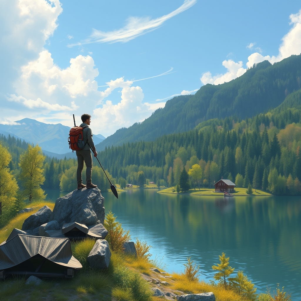 Eine deutsche Landschaft mit Bergen und einem See