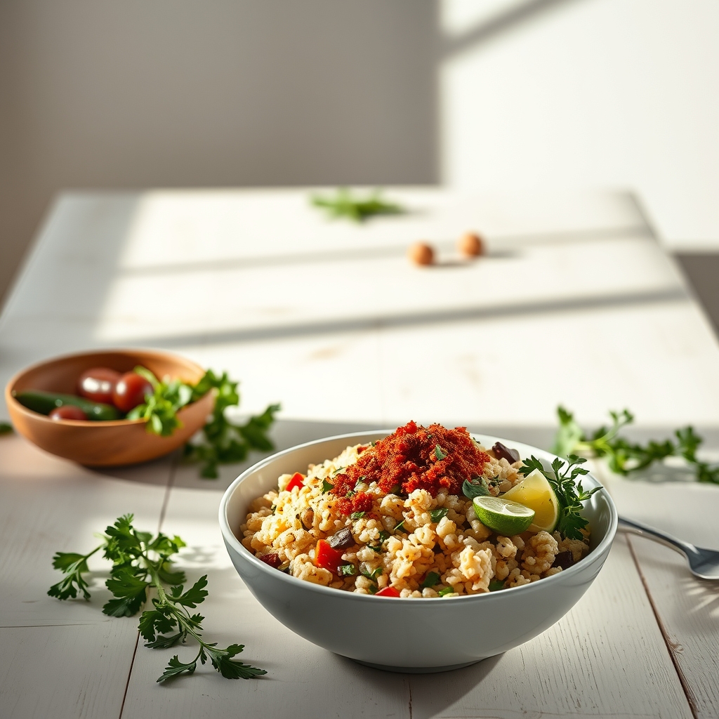 media-1-1914 Reis-Couscous Power Bowl mit marokkanischem Ras-el-Hanout und gegrilltem Gemüse