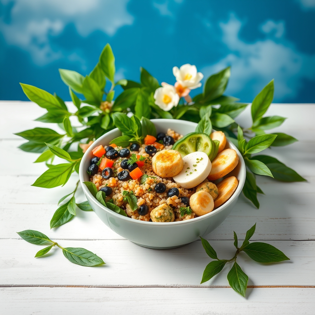 media-1-2119 Japanische Power-Bowl mit Quinoa-Sushi fermentierten Miso-Gurken Wakame-Sesam-Tofu