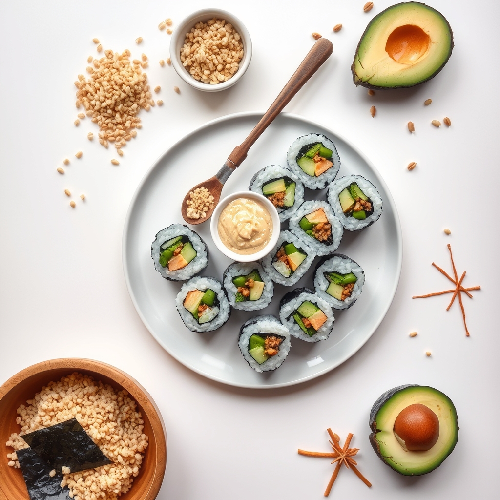 media-1-2281 Japanische Power-Sushi-Rolls mit Quinoa-Maki, Tahini-Edamame-Dip und Shiso-Sesam-Salat