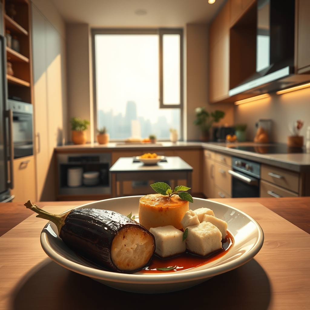 media-1-57 Japanische Power-Abendessen Miso-Sesam-Aubergine mit Tofu Shiso