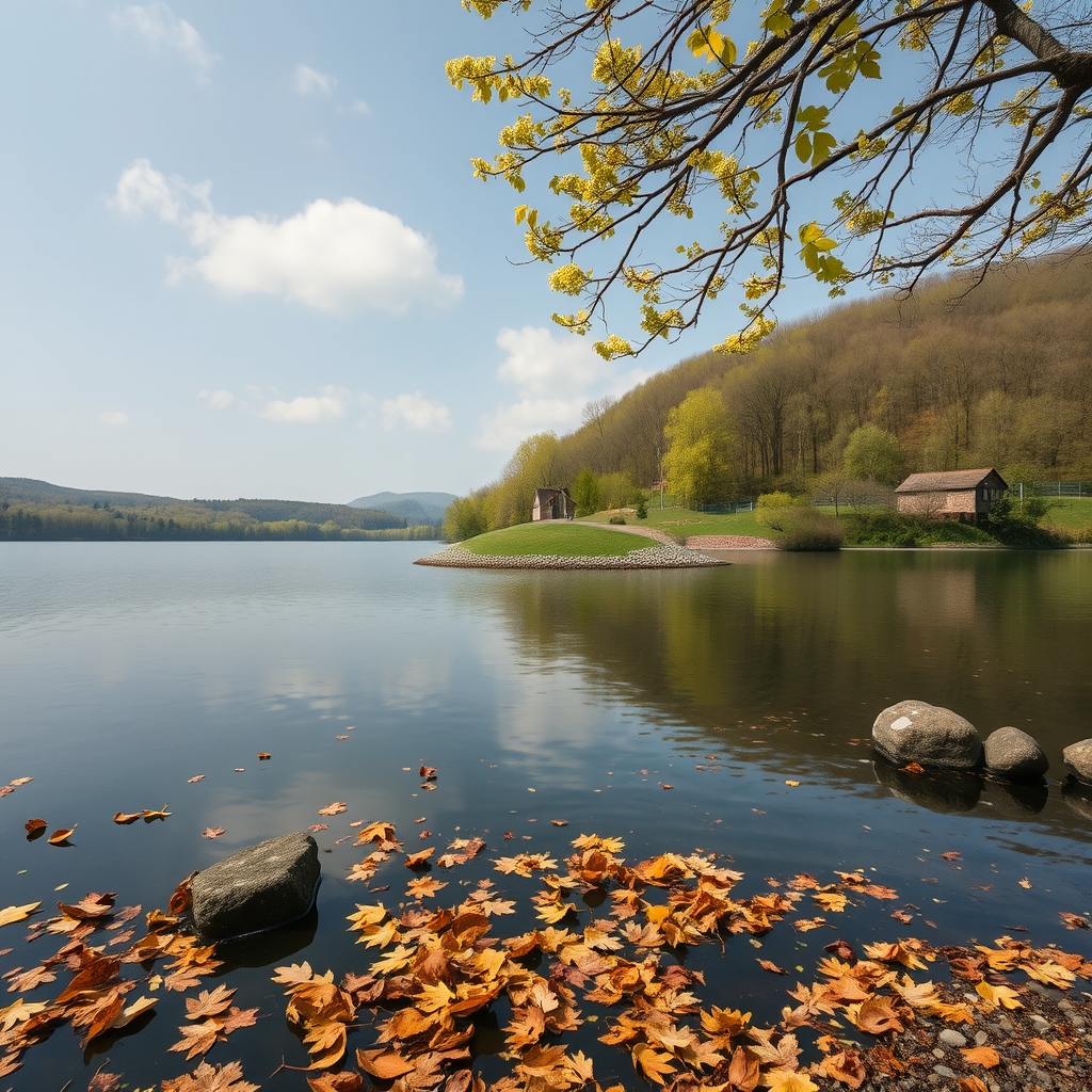 Eine Landschaft mit Bergen und einem See