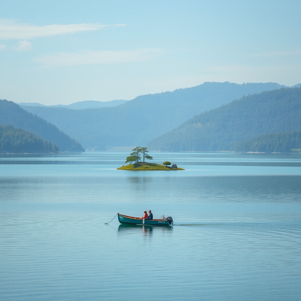 Eine deutsche Landschaft mit Bergen und einem See