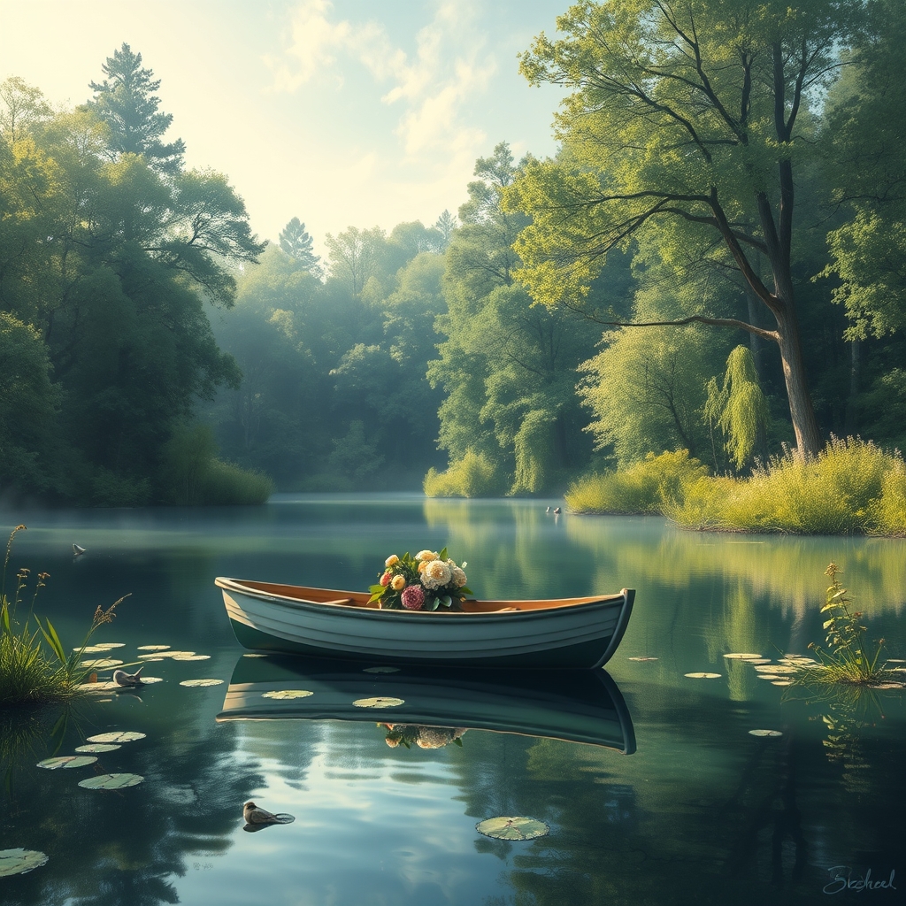 Eine deutsche Landschaft mit Bergen und einem See