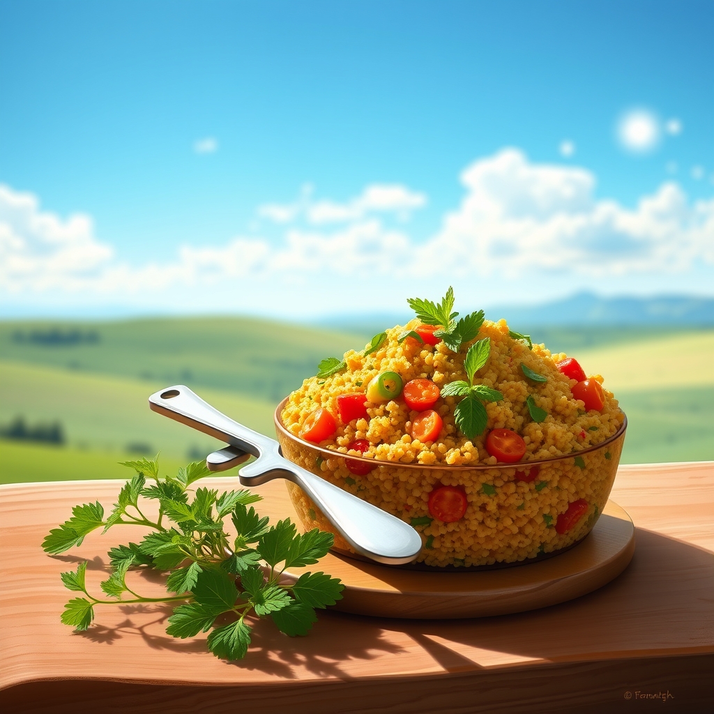 media-1-869 Peruanische Superfood-Sonne Quinoa-Tabbouleh mit karamellisierten Süßkartoffeln und Aji-Verde